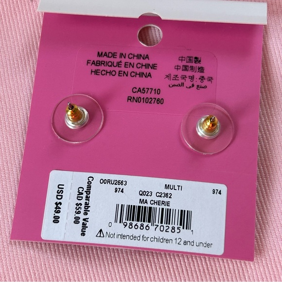 NWT Authentic Kate Spade ♠️ Crystal Cherry Earrings Red/Green - Picture 6 of 6